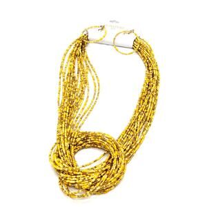 Signature NYC Yellow Beaded Knot Necklace Boho Chic Jewelry
